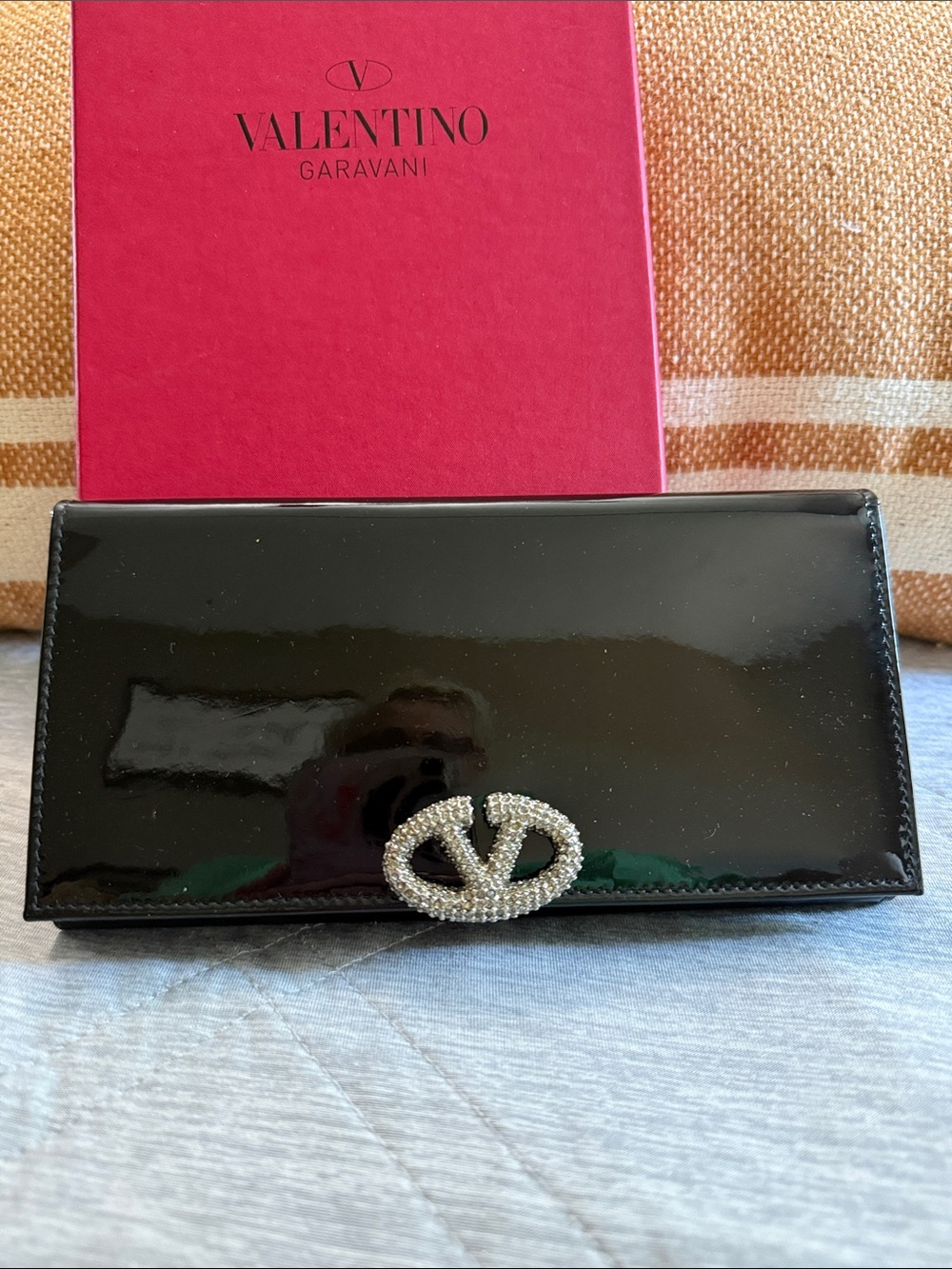 Valentino Garavani Continental Patent Leather Swarovski Crystal Clutch/Wallet